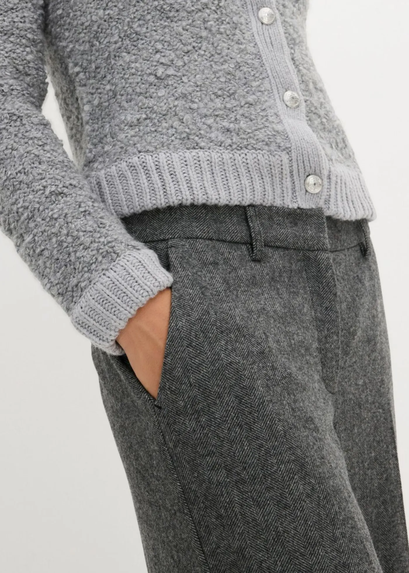 Best Pantalón de lana con patrón de espiga Mujer Premium|Pantalones