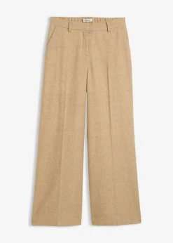 Online Pantalón de lana con patrón de espiga Mujer Premium|Pantalones