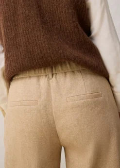Online Pantalón de lana con patrón de espiga Mujer Premium|Pantalones