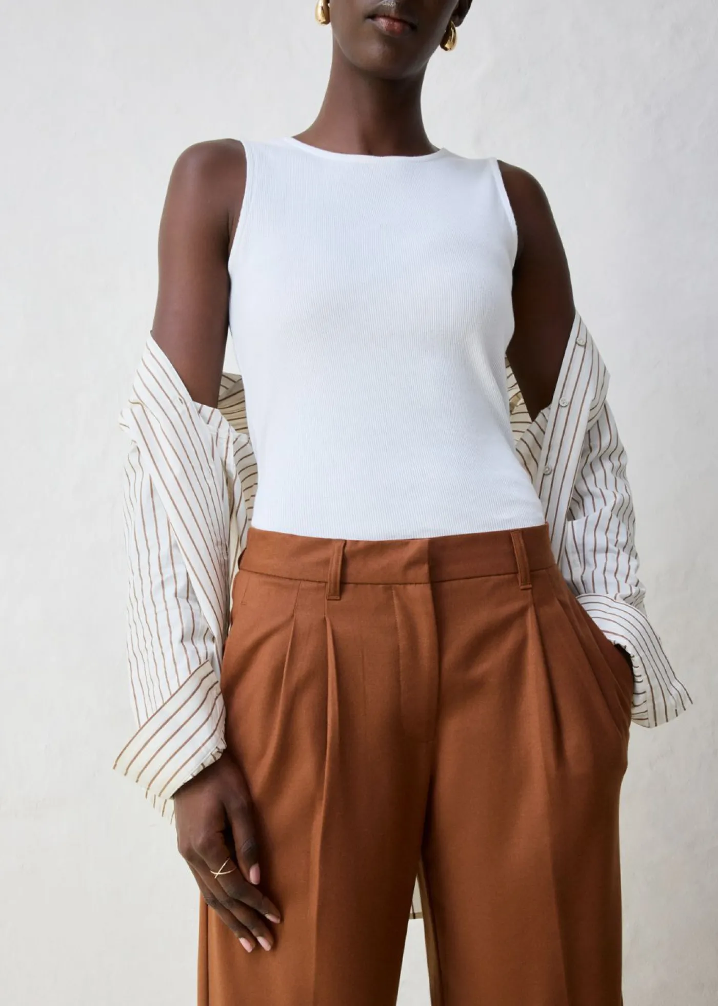 New Pantalón de lana con pinzas Mujer Premium|Pantalones