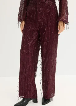 New Pantalón de lentejuelas con flecos Mujer Pantalones