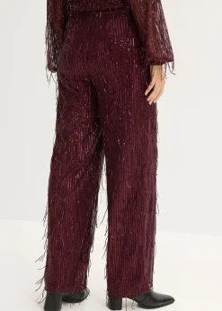 New Pantalón de lentejuelas con flecos Mujer Pantalones