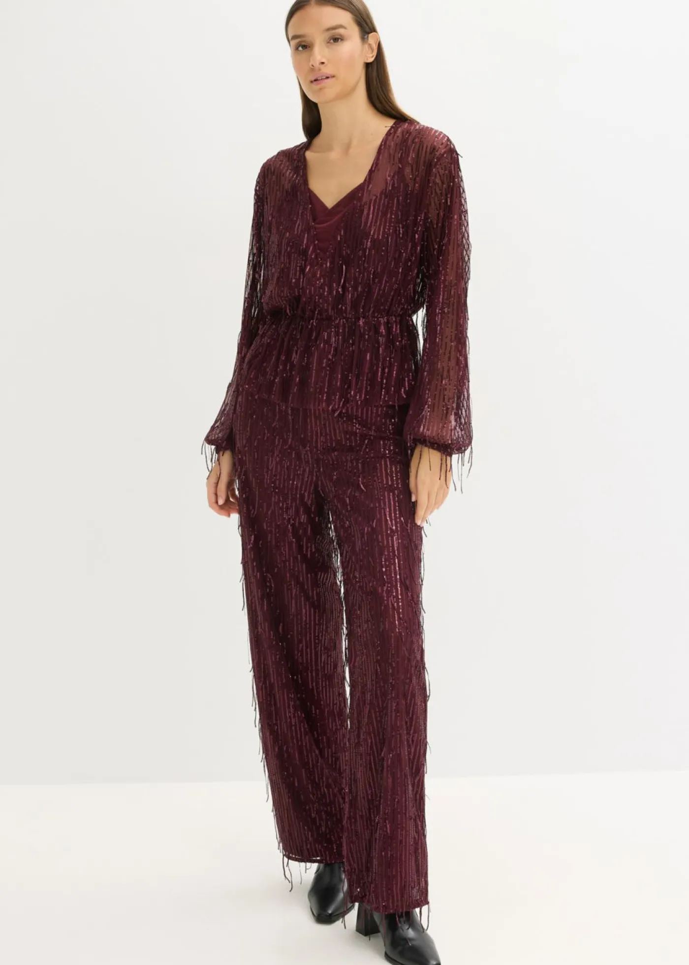 New Pantalón de lentejuelas con flecos Mujer Pantalones