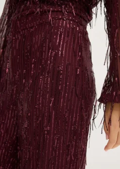 New Pantalón de lentejuelas con flecos Mujer Pantalones