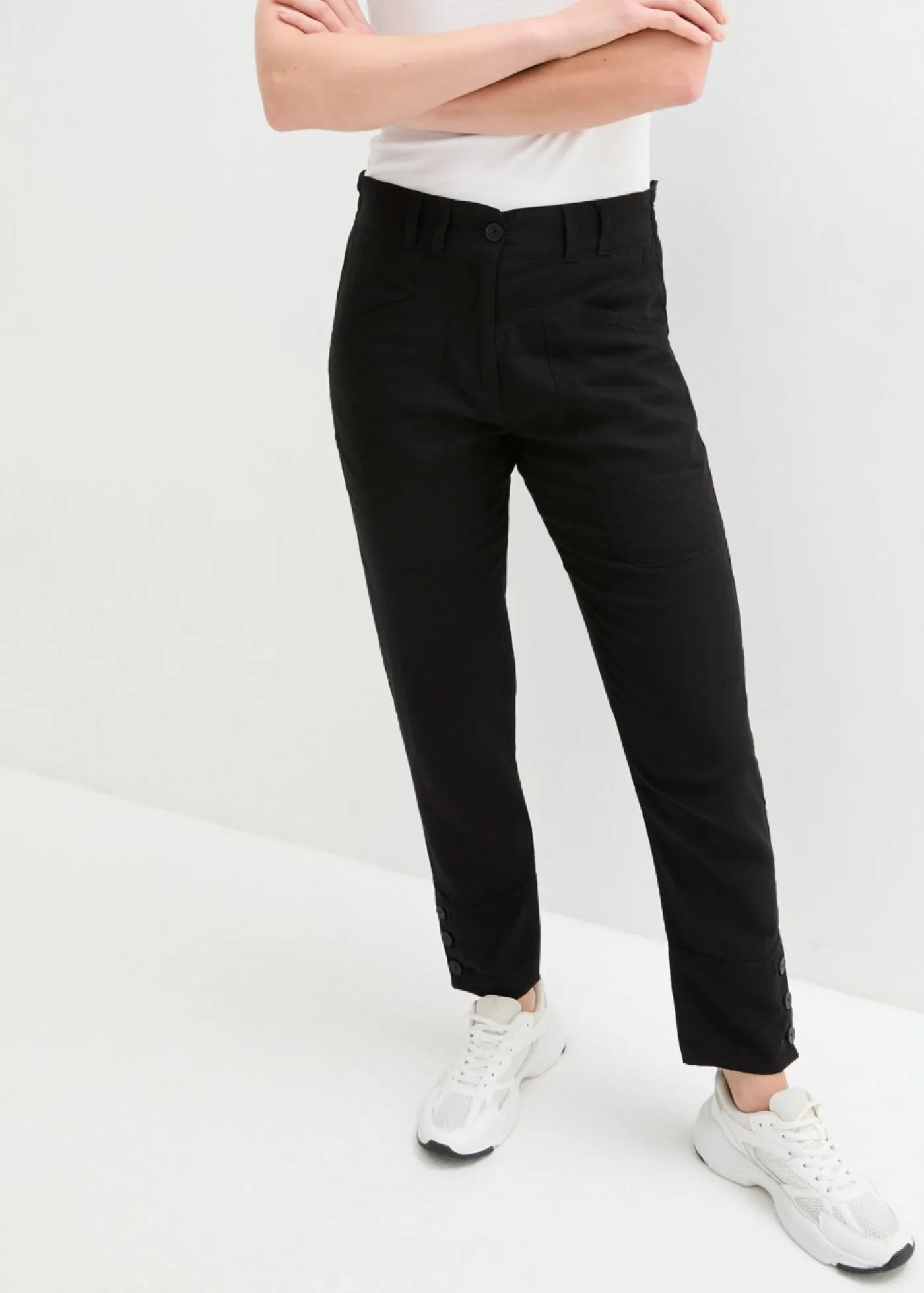 Outlet Pantalón de lino Mujer Pantalones