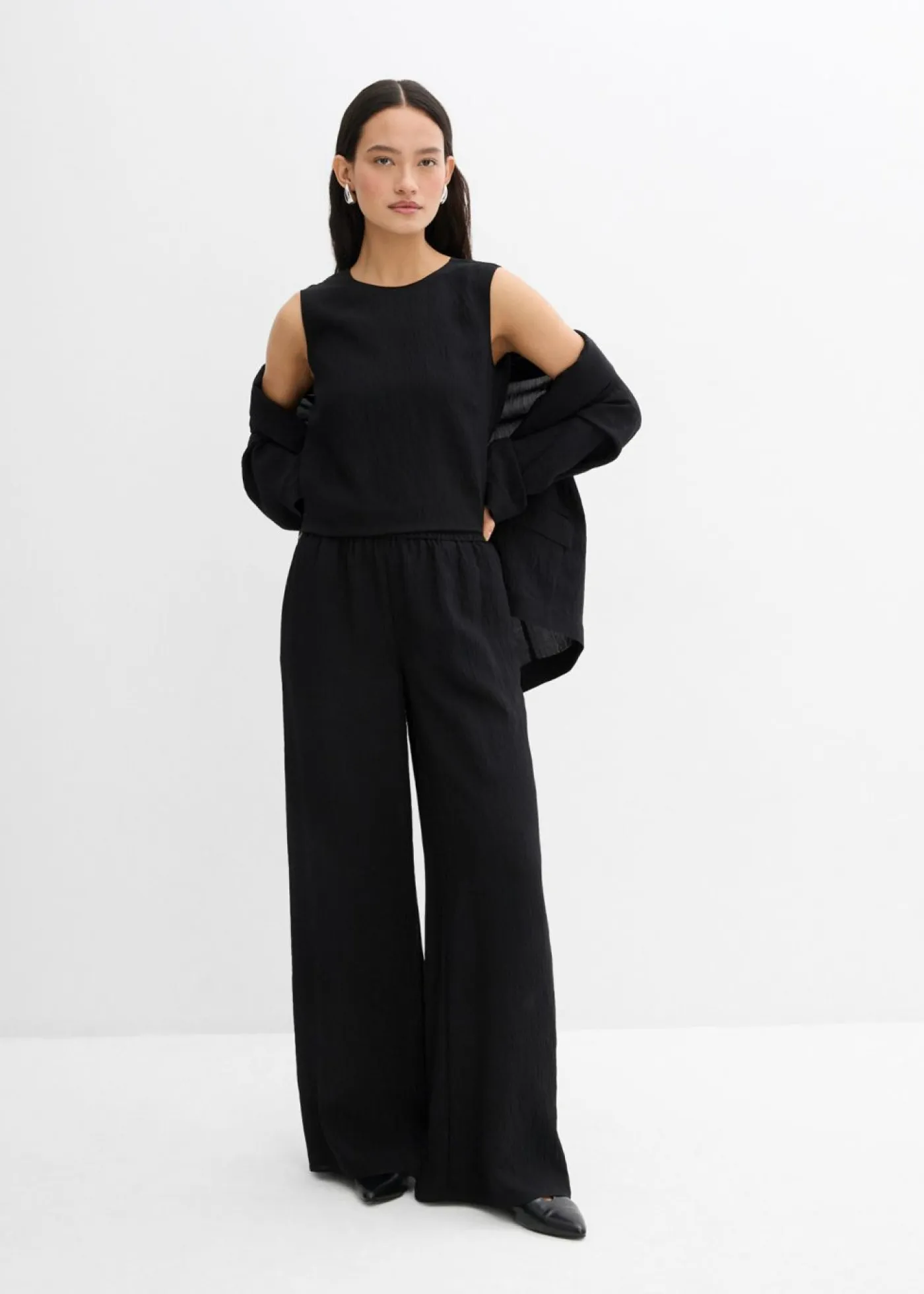 Discount Pantalón de mezcla arrugada de viscosa con estructura Mujer Conjuntos De Ropa|Esenciales