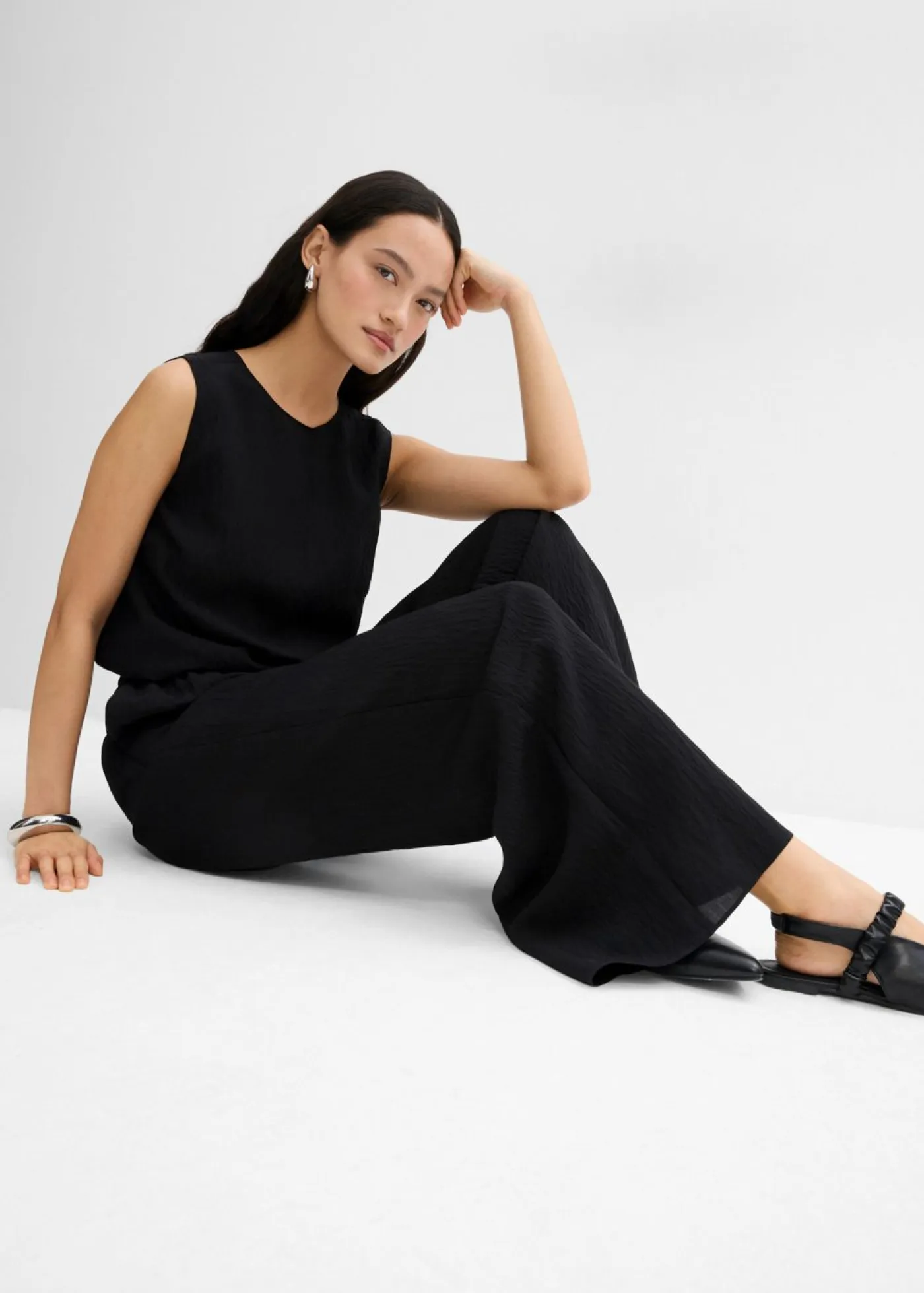 Discount Pantalón de mezcla arrugada de viscosa con estructura Mujer Conjuntos De Ropa|Esenciales