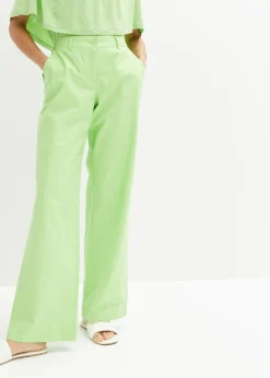 Discount Pantalón de mezcla de lino y algodón Mujer Pantalones