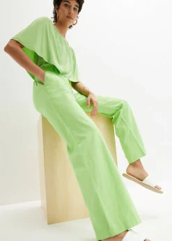 Discount Pantalón de mezcla de lino y algodón Mujer Pantalones
