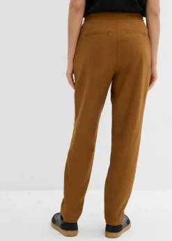 Discount Pantalón de mezcla de lino y viscosa con talle alto y pernera corta Mujer Pantalones