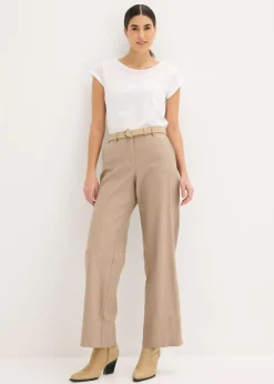 Outlet Pantalón de mezcla de lino y algodón Mujer Pantalones