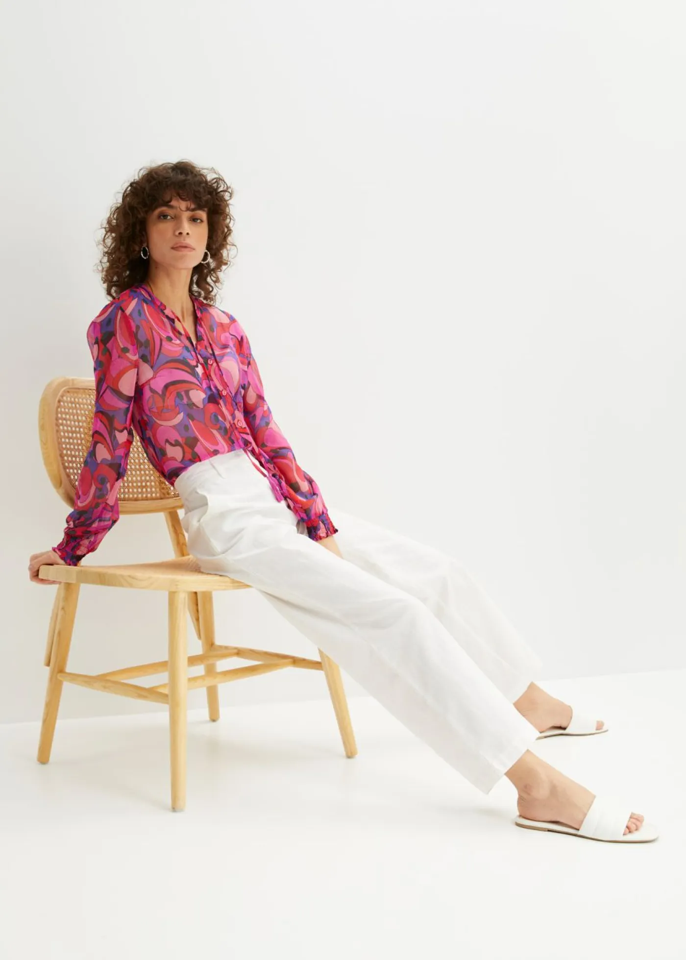 Pantalón de mezcla de lino y algodón Mujer Pantalones