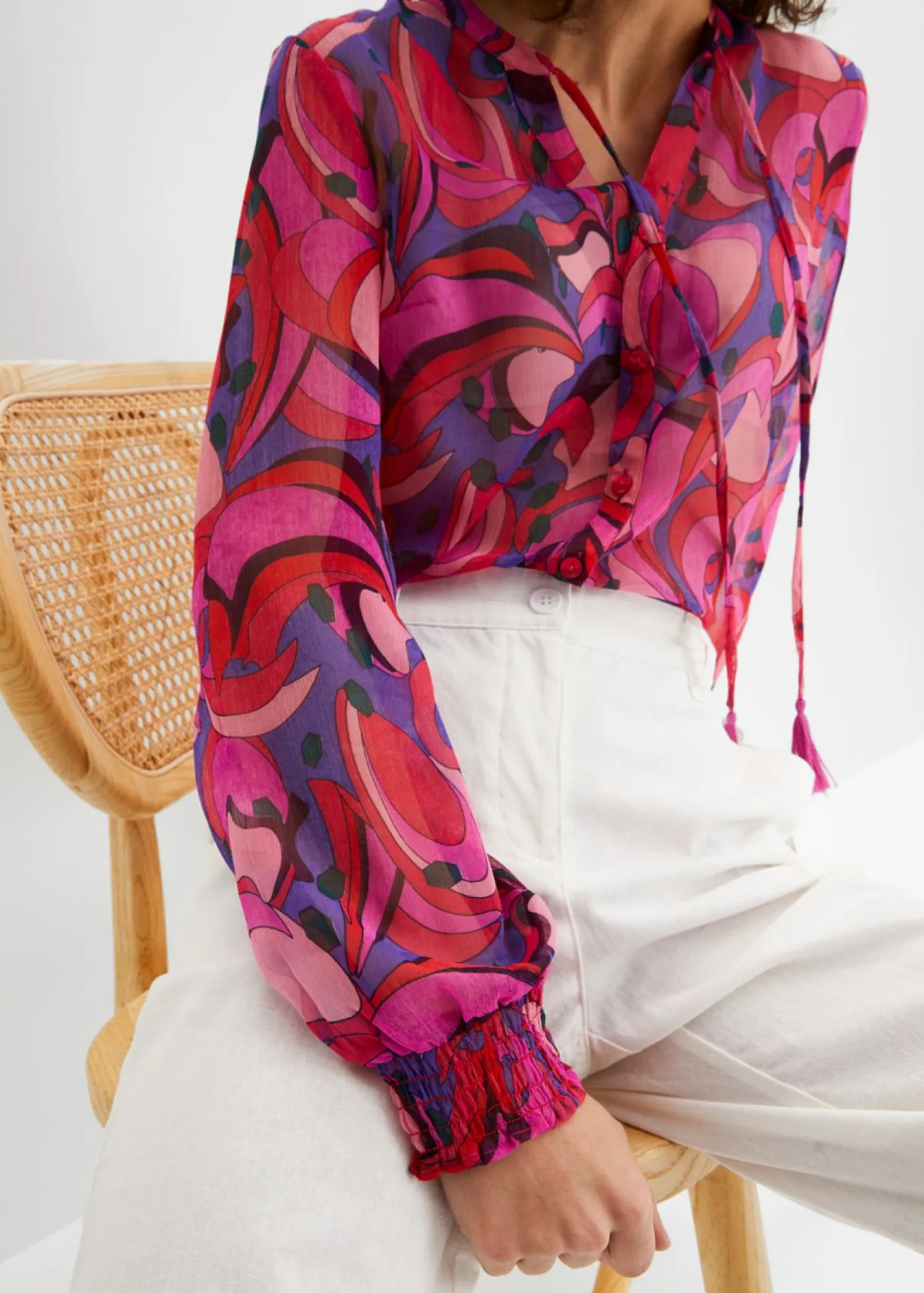 Pantalón de mezcla de lino y algodón Mujer Pantalones