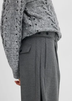 Pantalón de mezcla de viscosa con cinturilla cómoda Mujer Esenciales|Pantalones