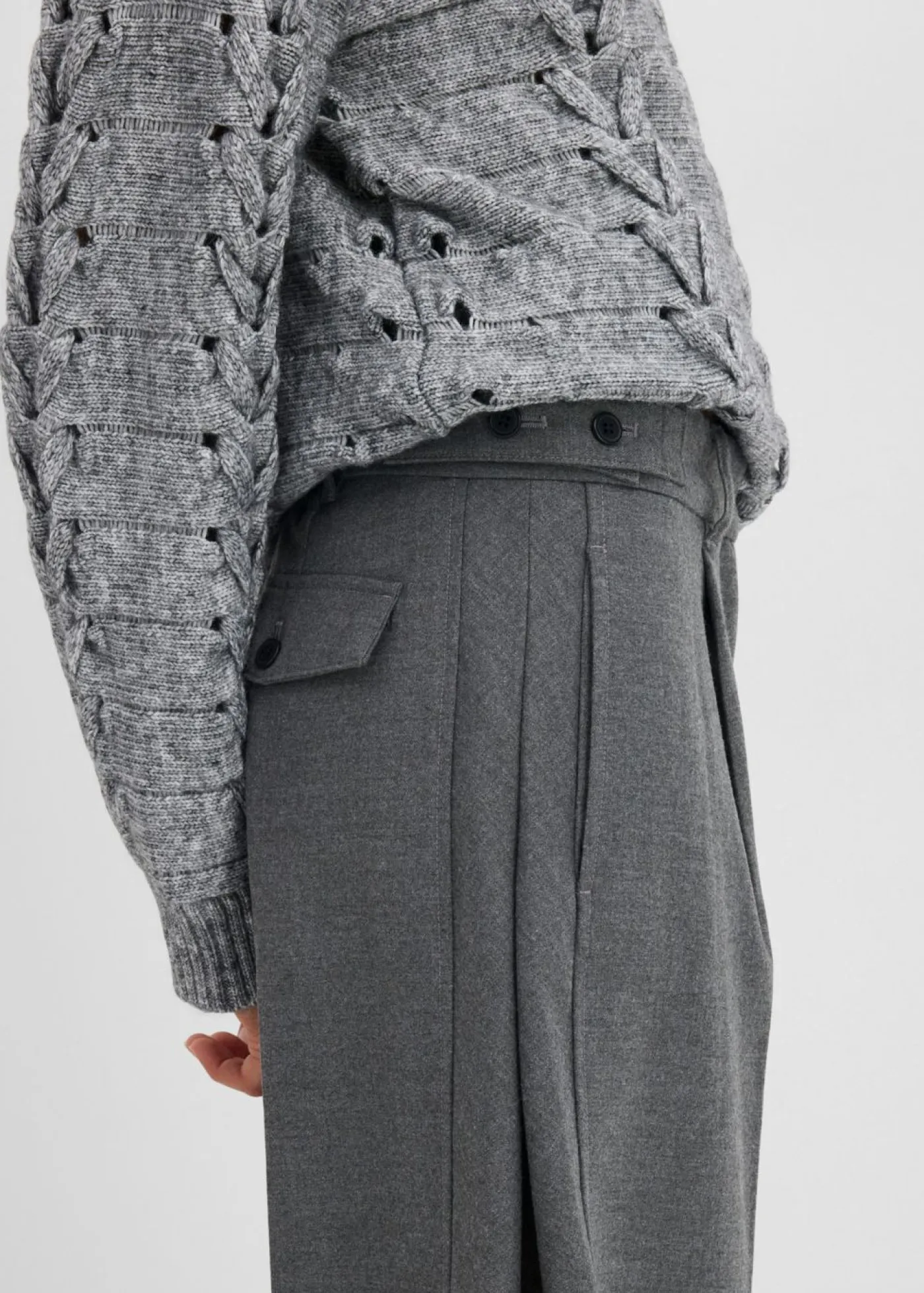 Pantalón de mezcla de viscosa con cinturilla cómoda Mujer Esenciales|Pantalones