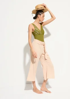 Sale Pantalón de muselina capri para la playa Mujer Ropa De Playa|Pantalones