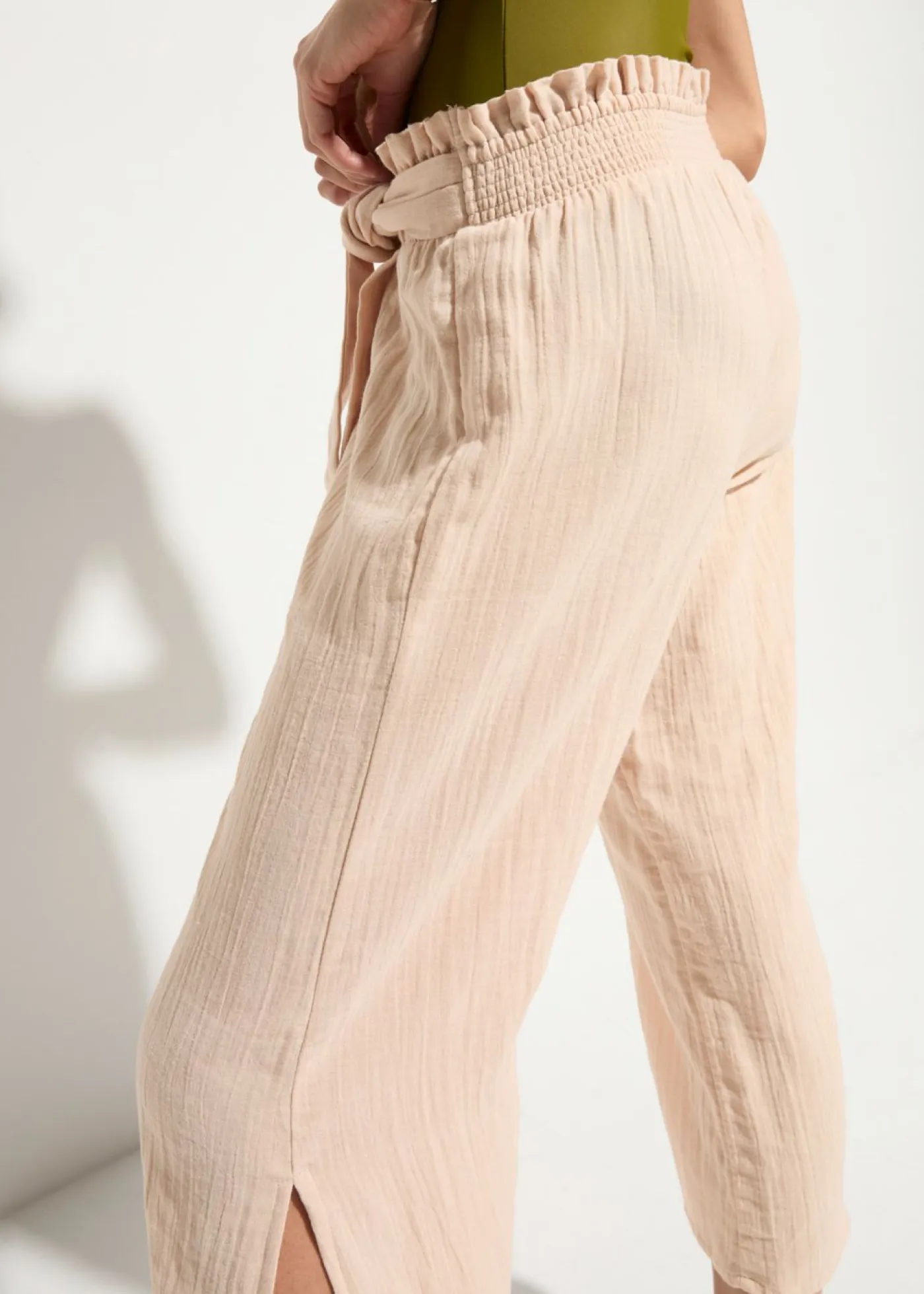 Sale Pantalón de muselina capri para la playa Mujer Ropa De Playa|Pantalones