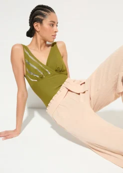 Sale Pantalón de muselina capri para la playa Mujer Ropa De Playa|Pantalones