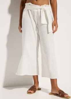 Online Pantalón de muselina capri para la playa Mujer Ropa De Playa|Pantalones