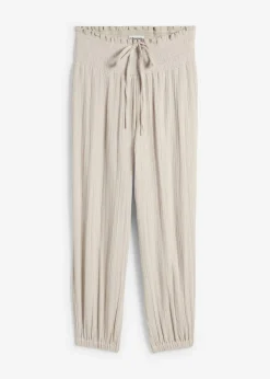 Best Pantalón de muselina con cintura de nido de abeja Mujer Pantalones|Novedades