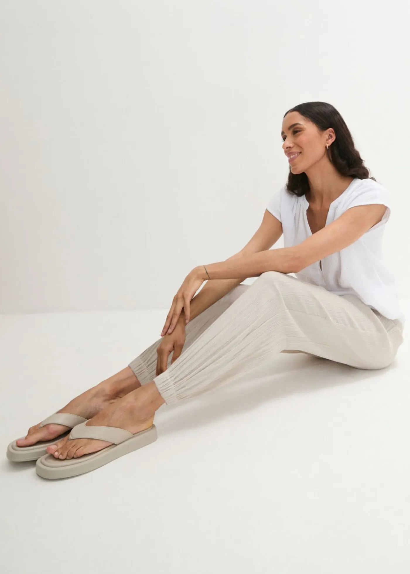 Best Pantalón de muselina con cintura de nido de abeja Mujer Pantalones|Novedades