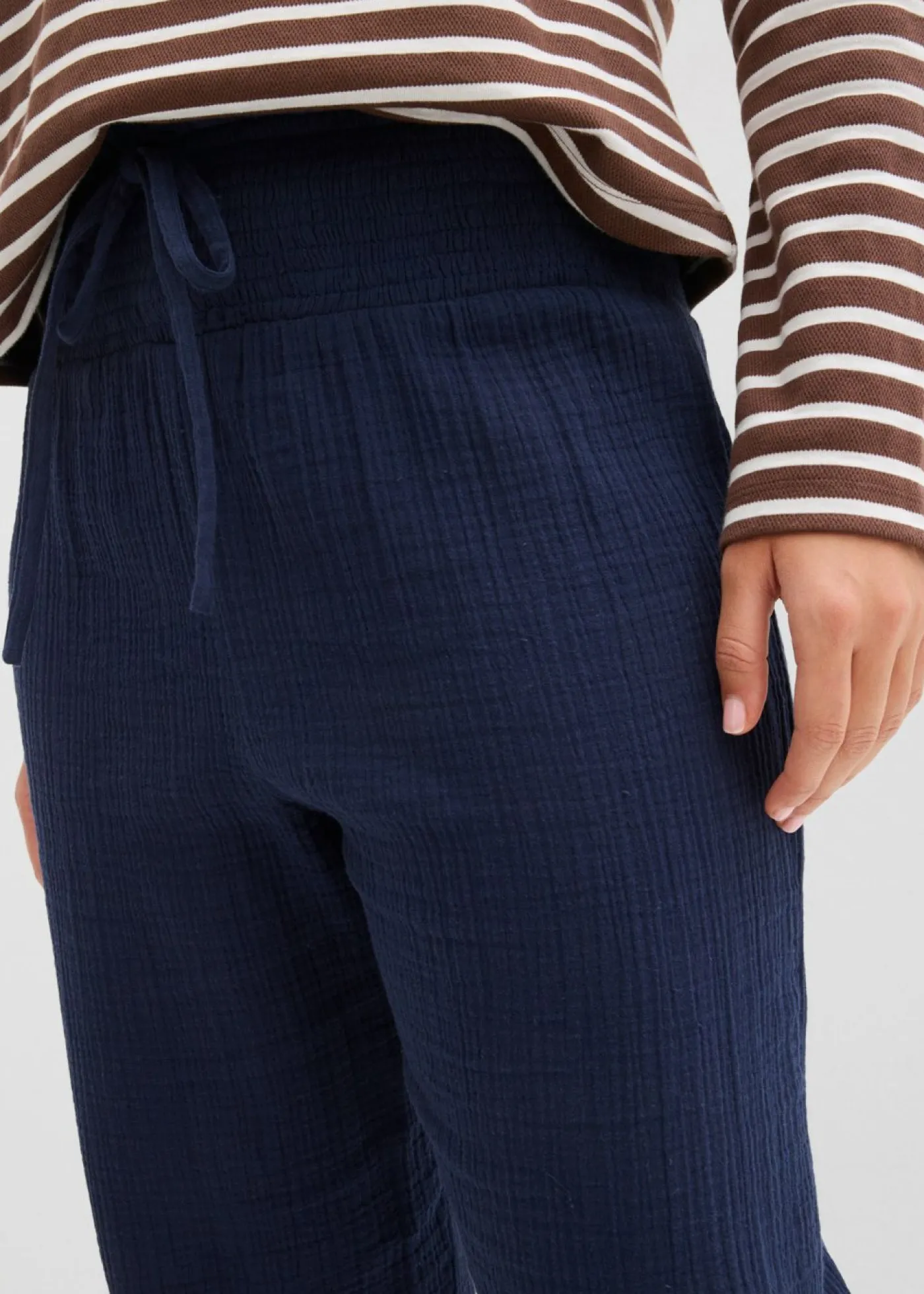 Sale Pantalón de muselina con cintura de nido de abeja Mujer Pantalones|Novedades