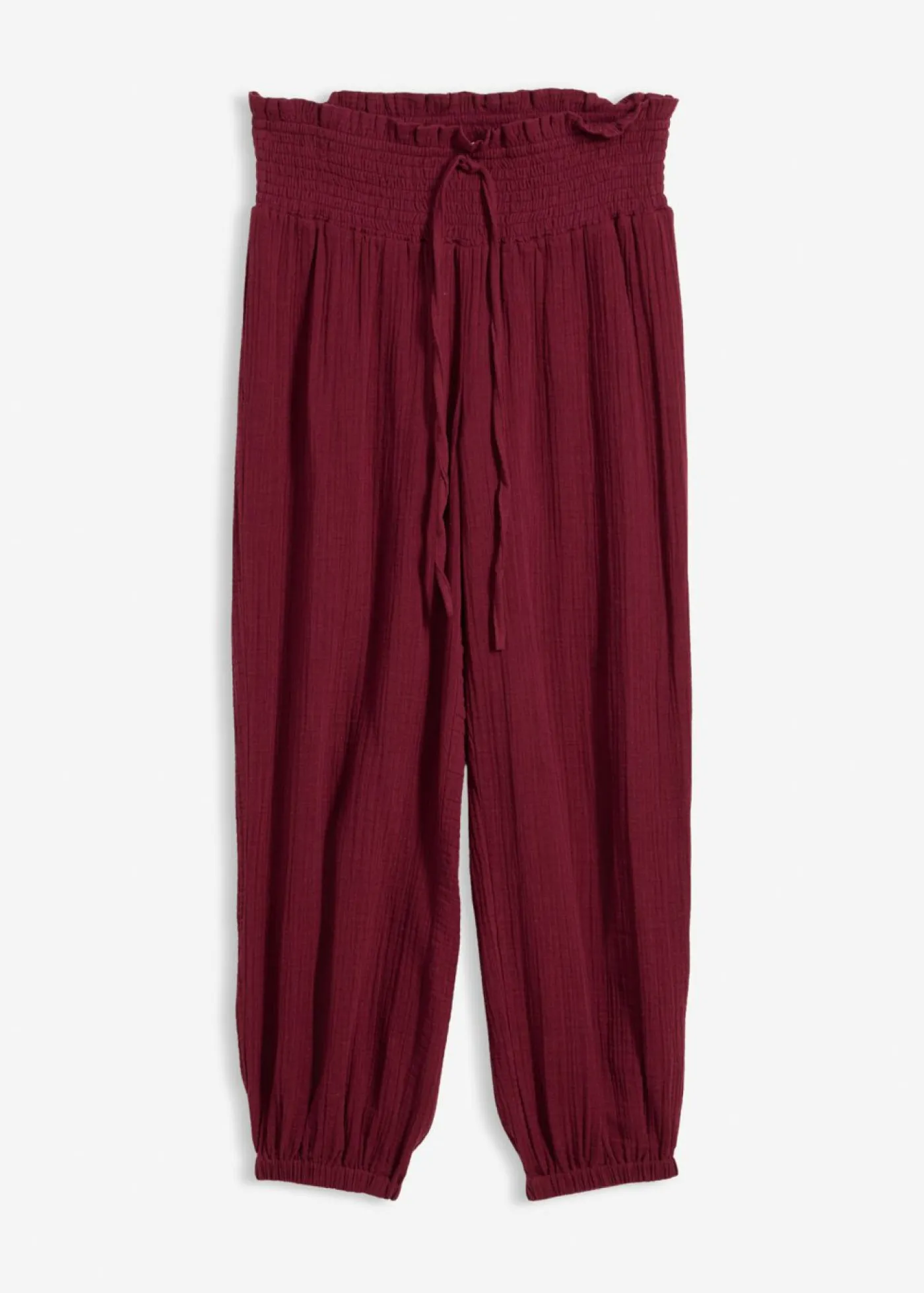 Discount Pantalón de muselina con cintura de nido de abeja Mujer Pantalones|Novedades