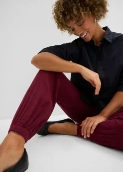 Discount Pantalón de muselina con cintura de nido de abeja Mujer Pantalones|Novedades