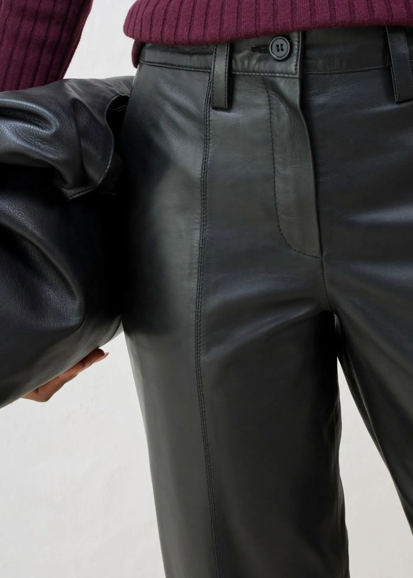 Online Pantalón de napa de cordero Mujer Premium|Pantalones