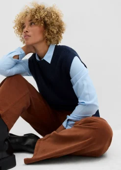 Best Pantalón de pana con cintura cómoda, high waist Mujer Pantalones