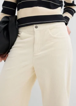New Pantalón de pana con corte barrel Mujer Pantalones