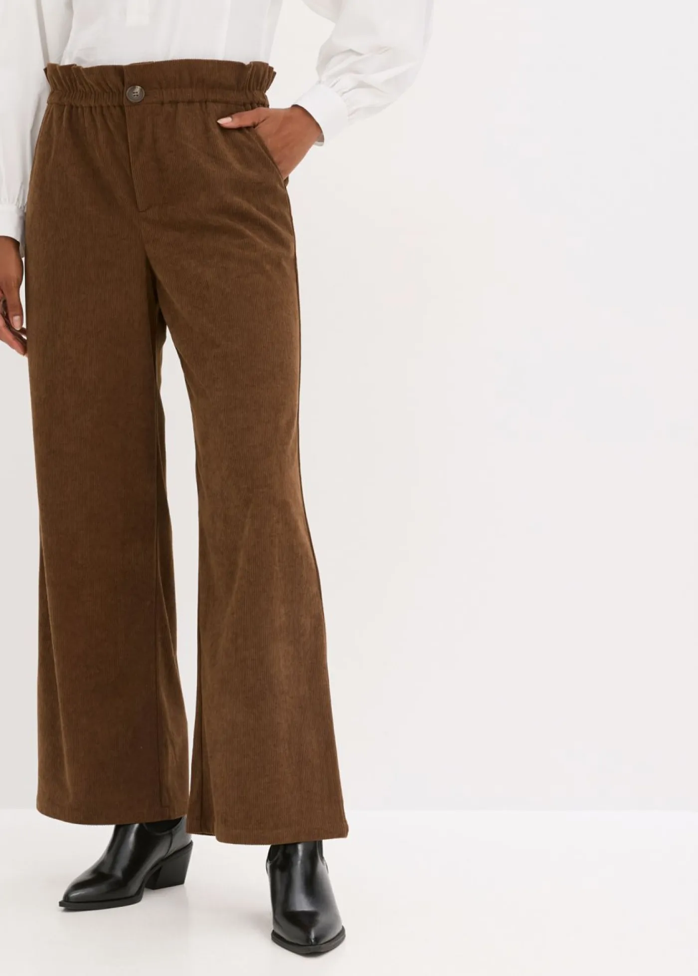 Discount Pantalón de pana con perneras anchas Mujer Pantalones