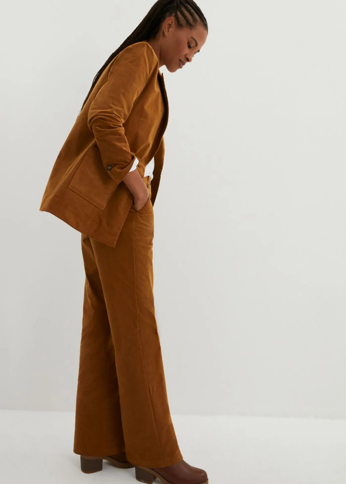 Best Pantalón de pana de algodón orgánico con elástico Mujer Pantalones