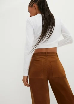 Best Pantalón de pana de algodón orgánico con elástico Mujer Pantalones