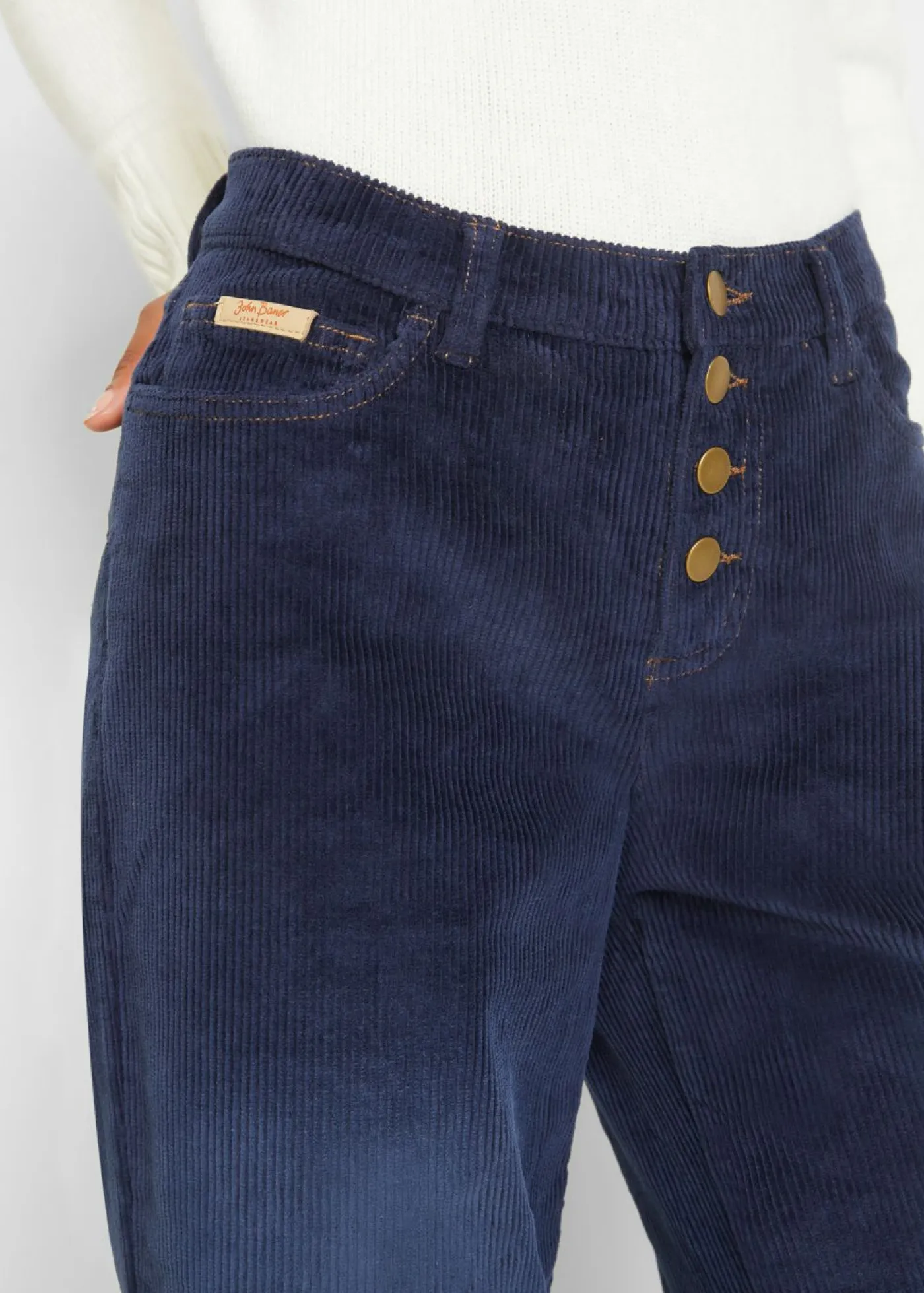 Pantalón de pana de algodón con elástico Mujer Pantalones