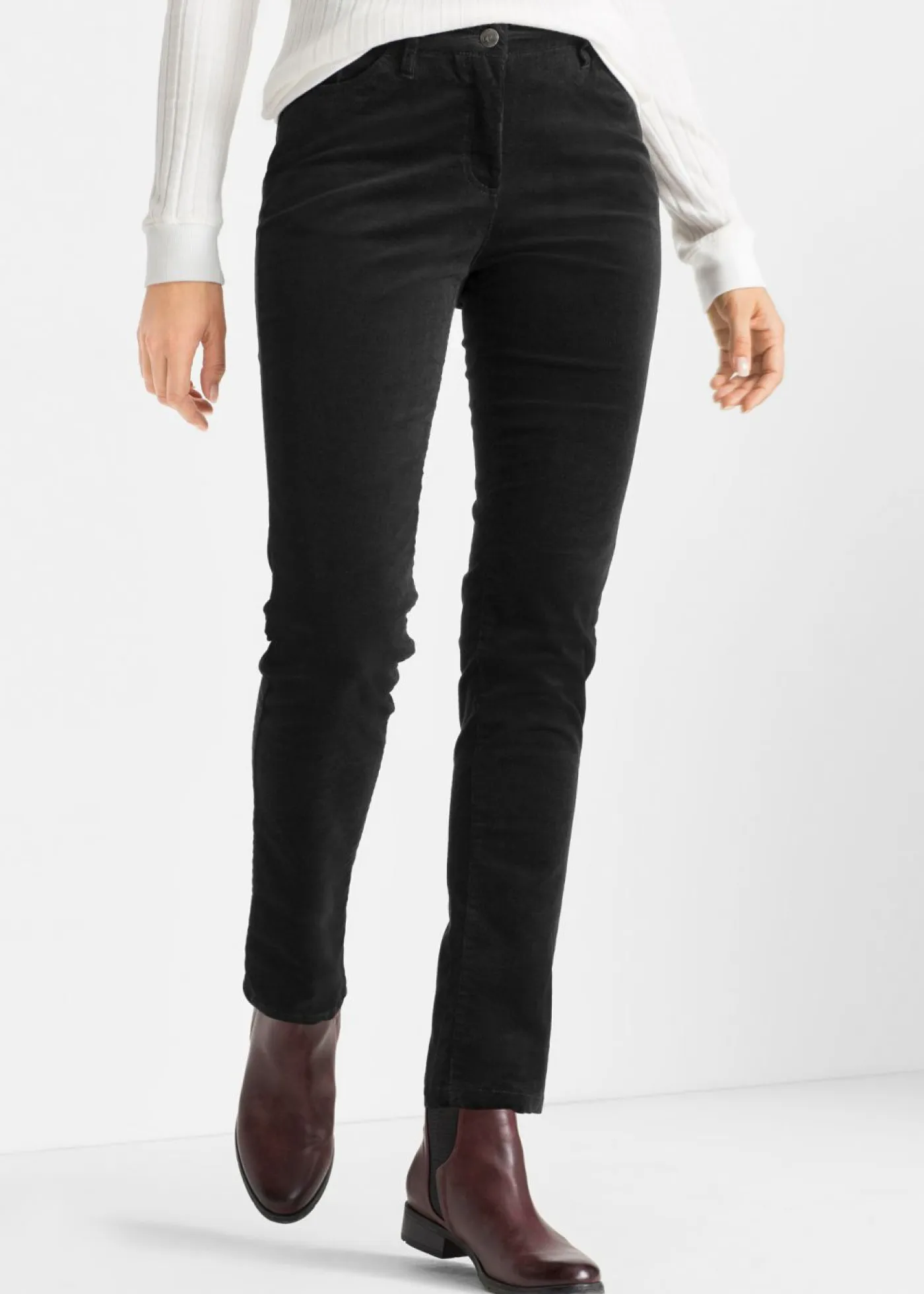 Online Pantalón de pana elástica con corte slim Mujer Pantalones