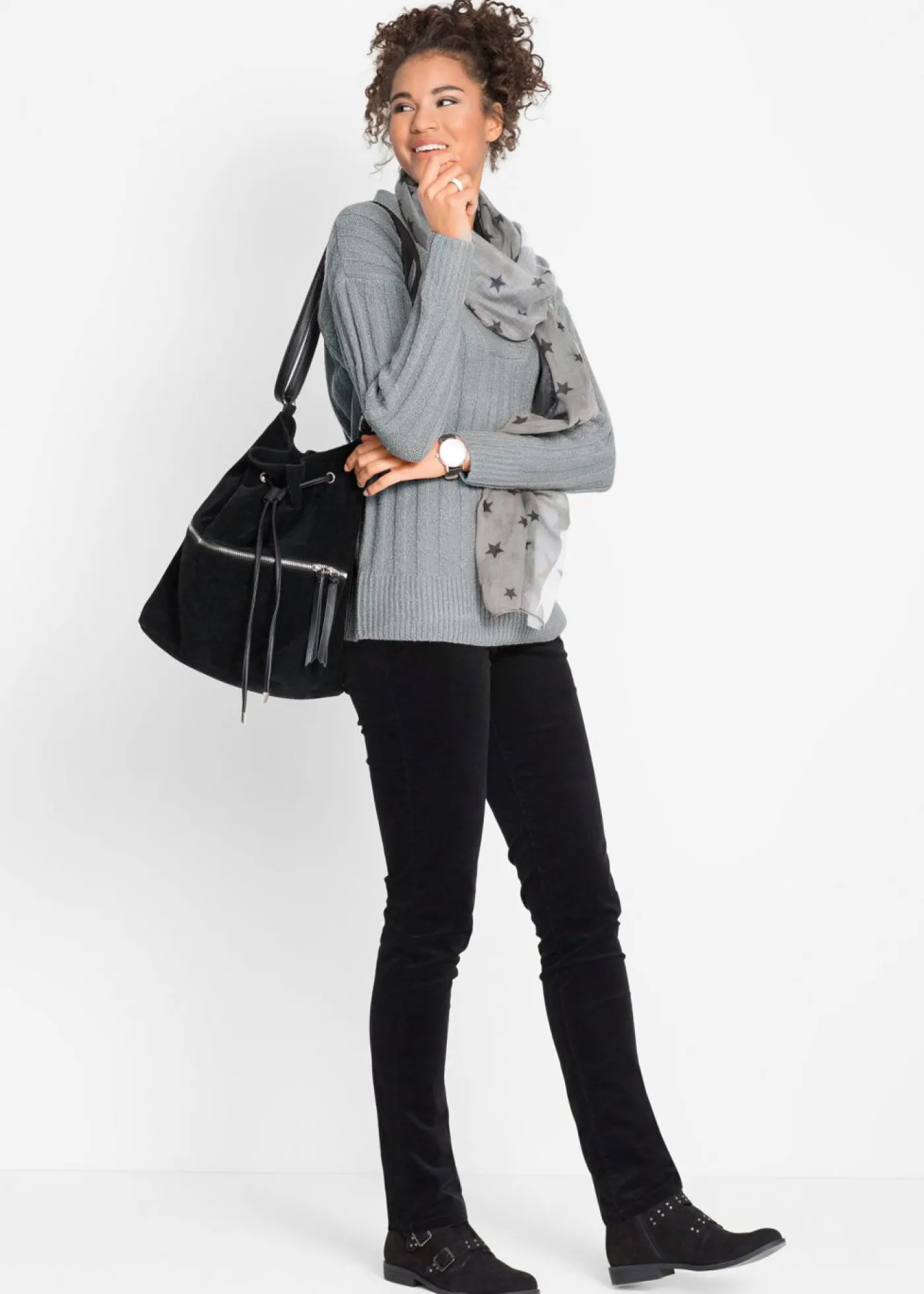Online Pantalón de pana elástica con corte slim Mujer Pantalones