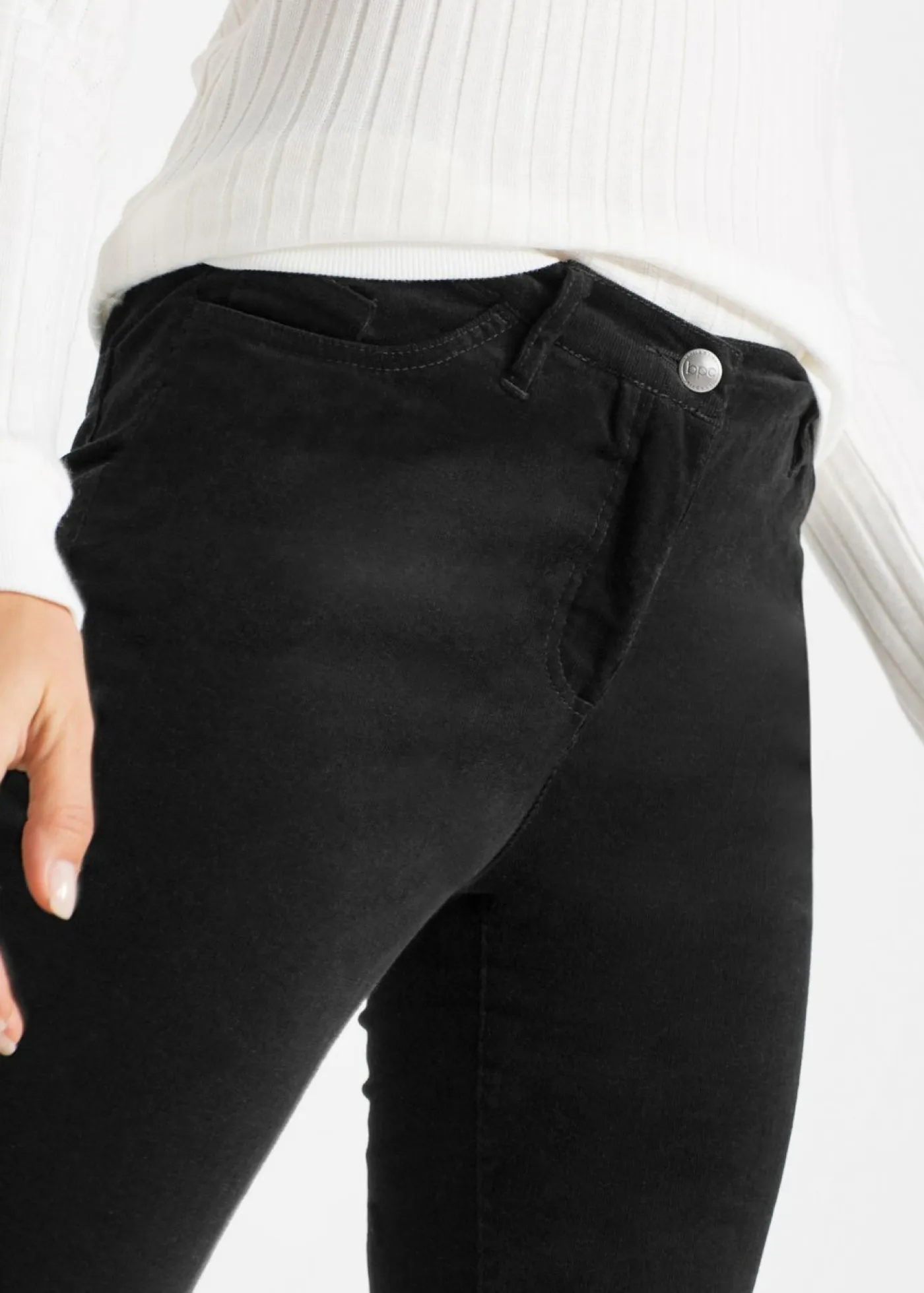 Online Pantalón de pana elástica con corte slim Mujer Pantalones