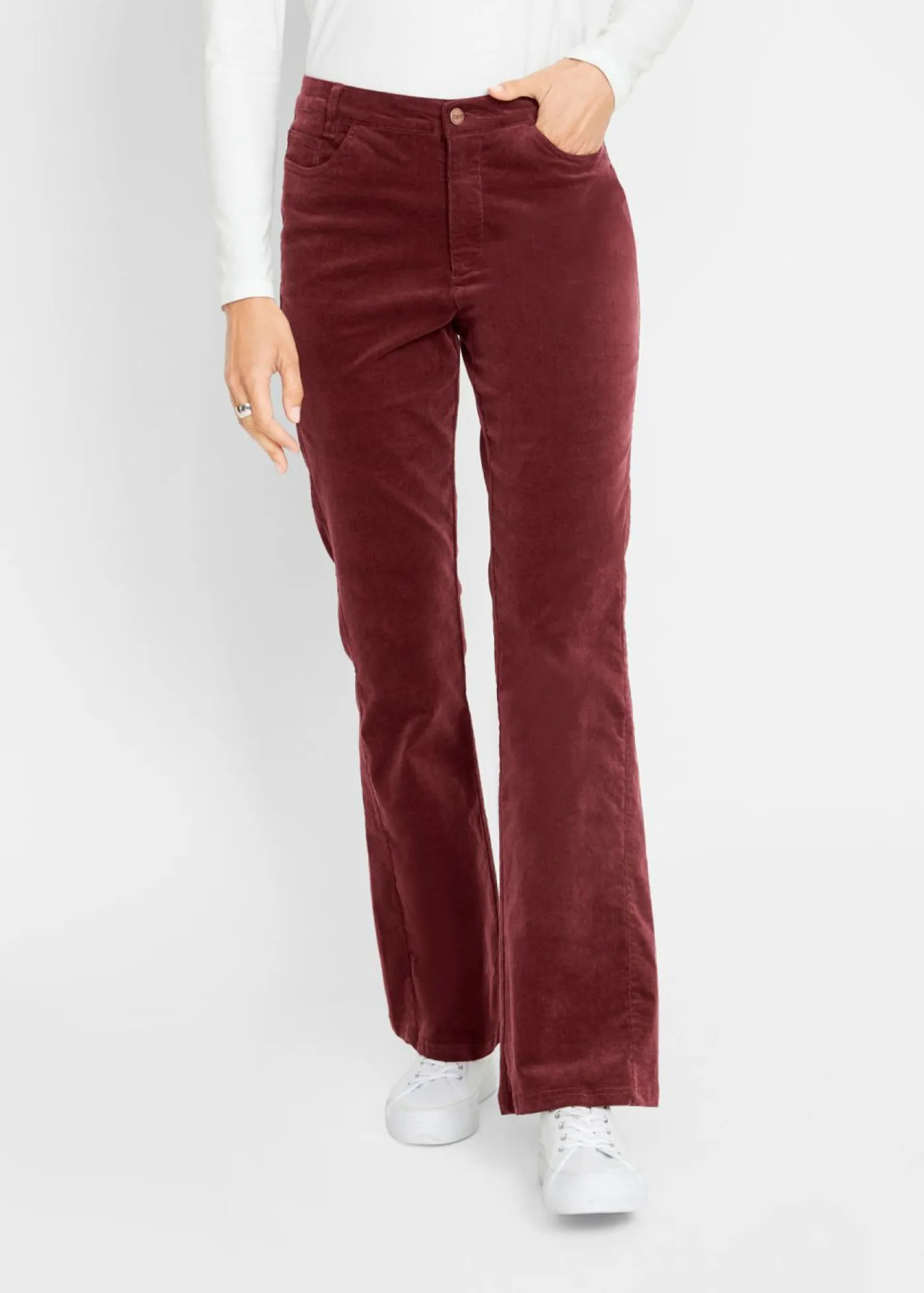 New Pantalón de pana elástico con cómoda cintura high waist Mujer Pantalones