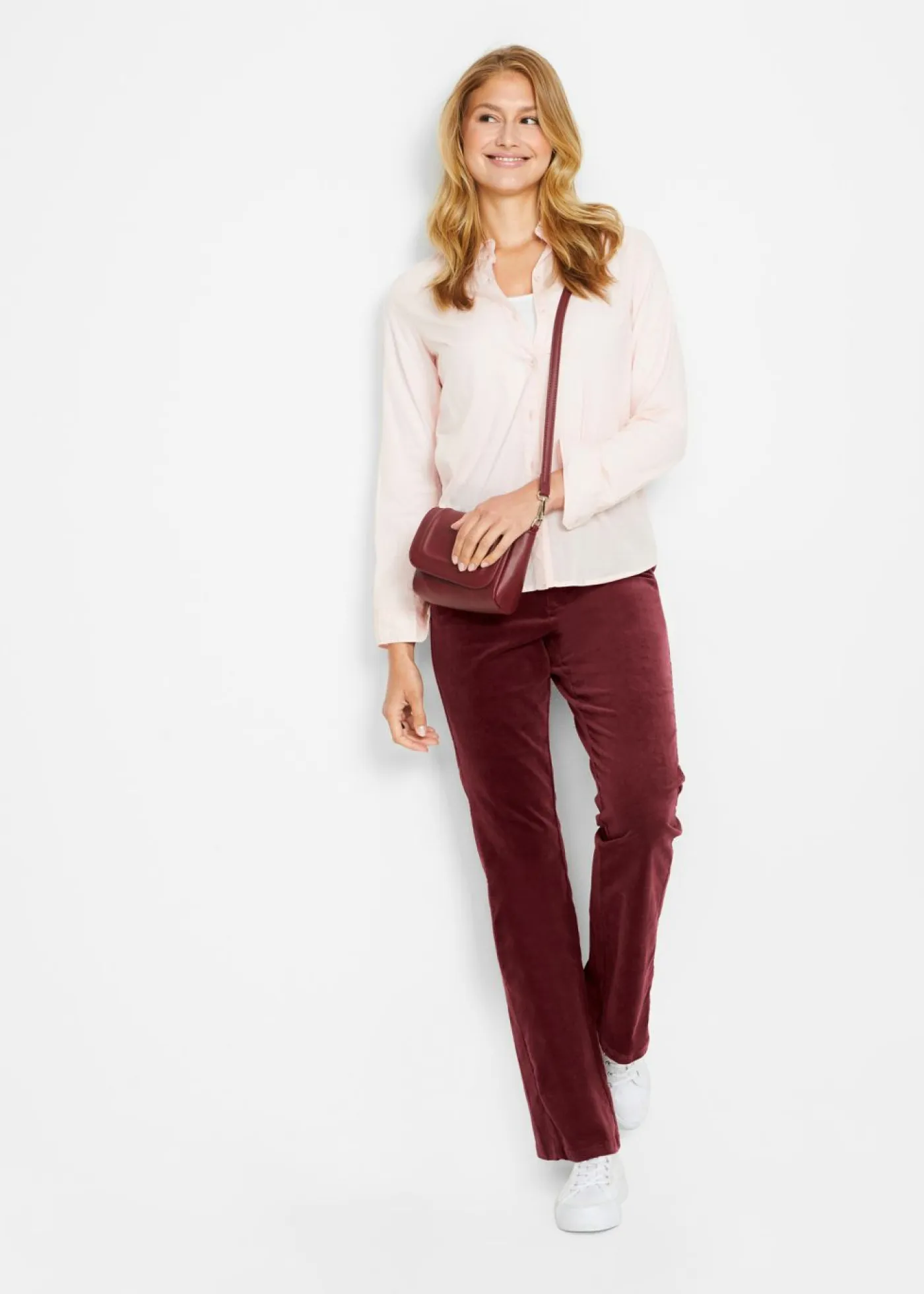 New Pantalón de pana elástico con cómoda cintura high waist Mujer Pantalones