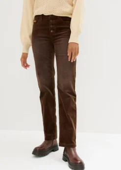Hot Pantalón de pana elástico de corte ancho Mujer Pantalones