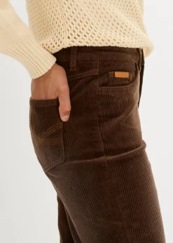 Hot Pantalón de pana elástico de corte ancho Mujer Pantalones