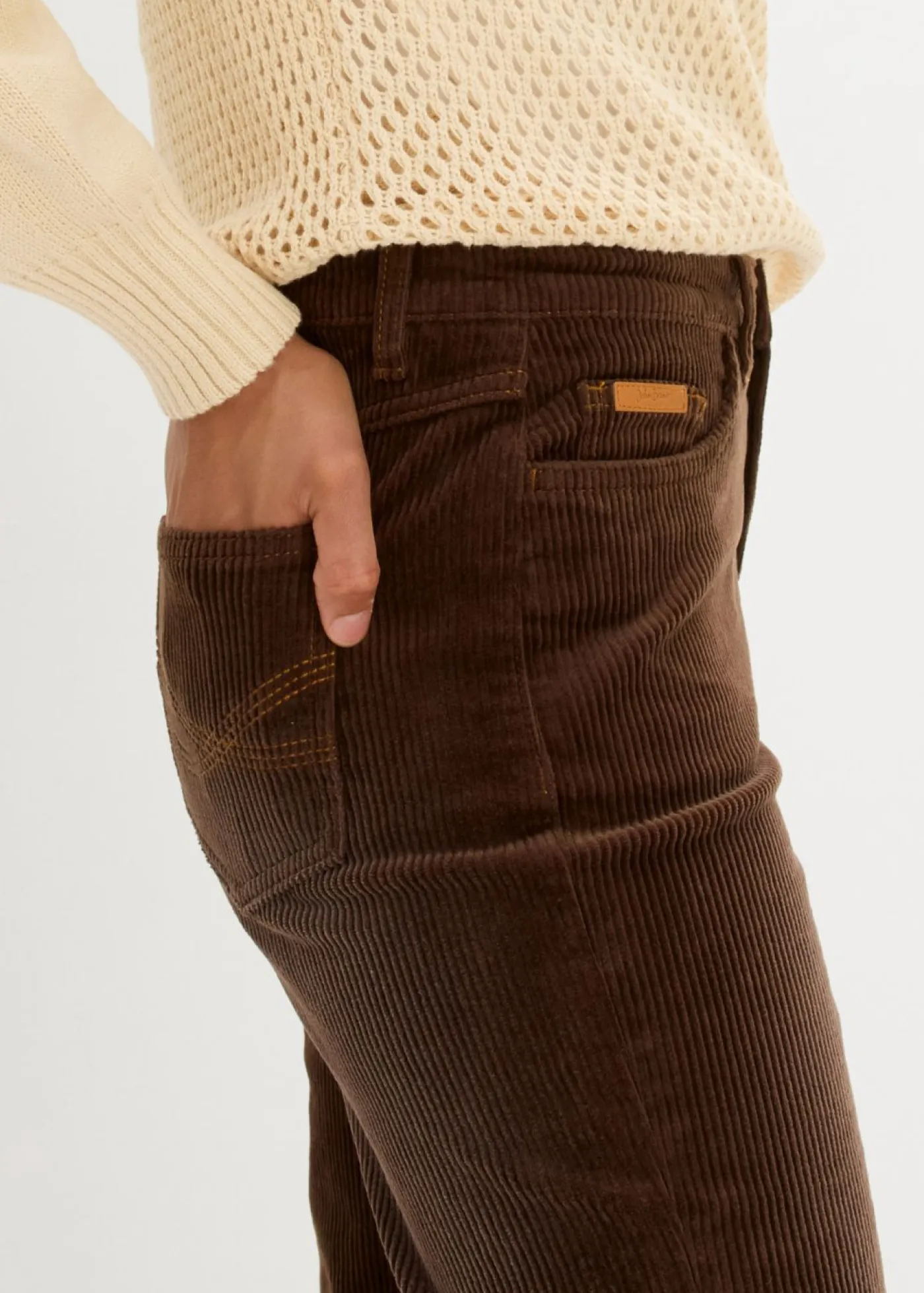 Hot Pantalón de pana elástico de corte ancho Mujer Pantalones