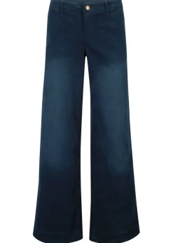 Clearance Pantalón de pana elástico de corte ancho Mujer Pantalones