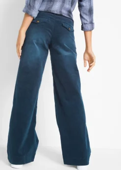 Clearance Pantalón de pana elástico de corte ancho Mujer Pantalones