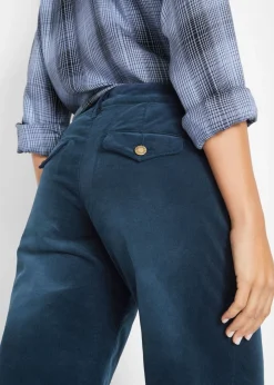Clearance Pantalón de pana elástico de corte ancho Mujer Pantalones