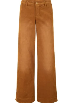 Sale Pantalón de pana elástico de corte ancho Mujer Pantalones