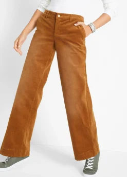 Sale Pantalón de pana elástico de corte ancho Mujer Pantalones
