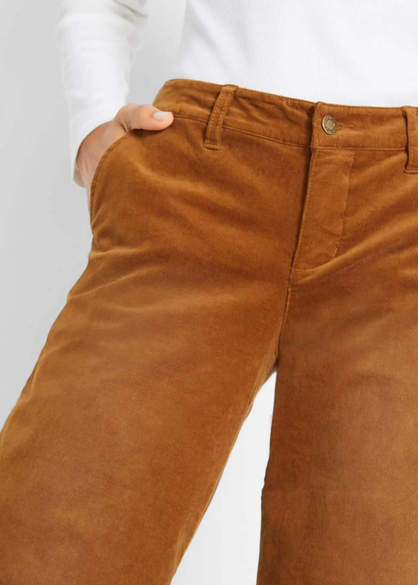 Sale Pantalón de pana elástico de corte ancho Mujer Pantalones