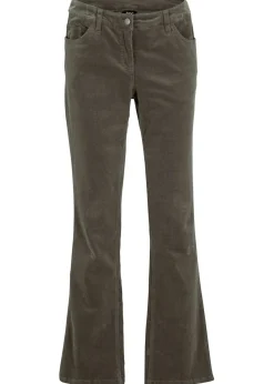 Hot Pantalón de pana elástico de corte recto Mujer Pantalones